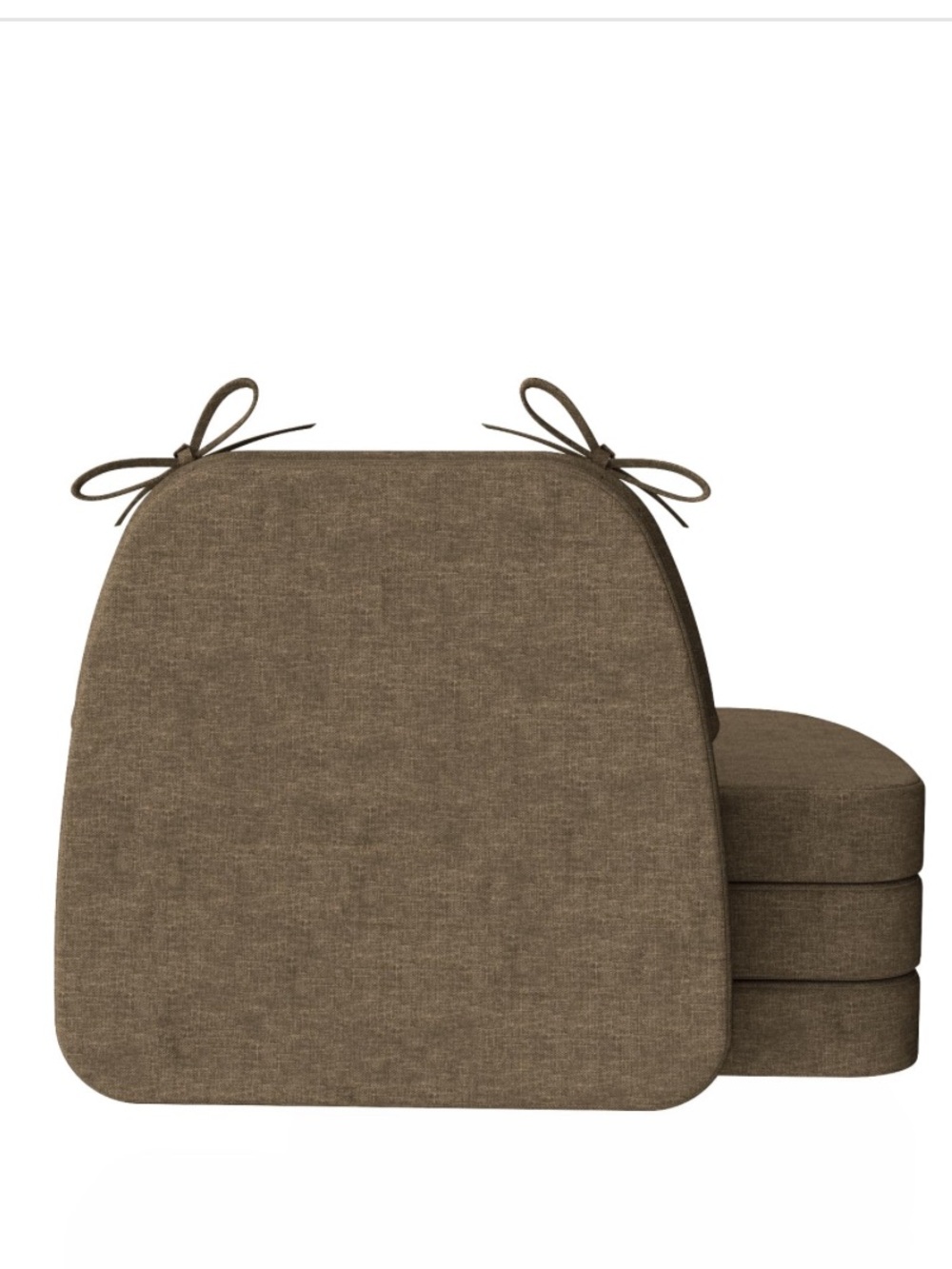 Set of 4 Taupe Chair Cushions with Ties 17x16”
